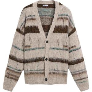ZARA STRIPED TEXTURED OPEN KNIT CARDIGAN ECRU (S-M)